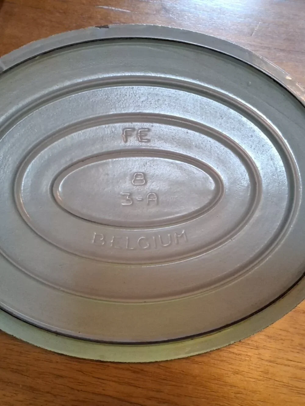 Vintage Descoware Belgium Enamel Cast Iron Casserole FE 8 3-A w/Yellow Lid